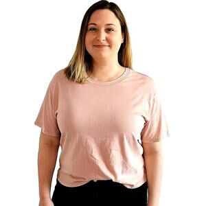 Poof New York Short Sleeve Shirt Rear Cutout Tie - Size Large, Soft Pink (NWOT)